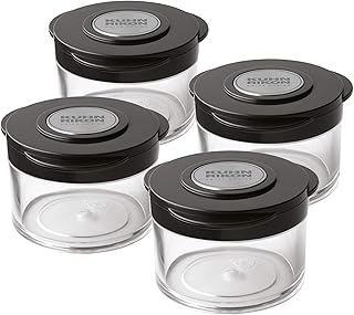 Kuhn Rikon Essential Spice Storage Jars, Set of 4, 6.25 x 2.5 inches, Clear/Black