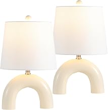 JONATHAN Y Zadie Table Lamp 17.75" Modern Ceramic Arch, Almond, Set of 2