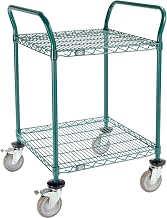 Nexel Utility Cart, 2 Shelf, Poly-Green, 24" L x 24" W x 39" H, Polyurethane Brake Casters