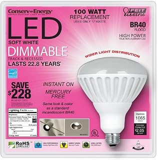 Feit Electric Conserv-Energy Dimmable BR40 LED 17 Watt Flood Light Bulb - 100 Watt Equivalent Replacement