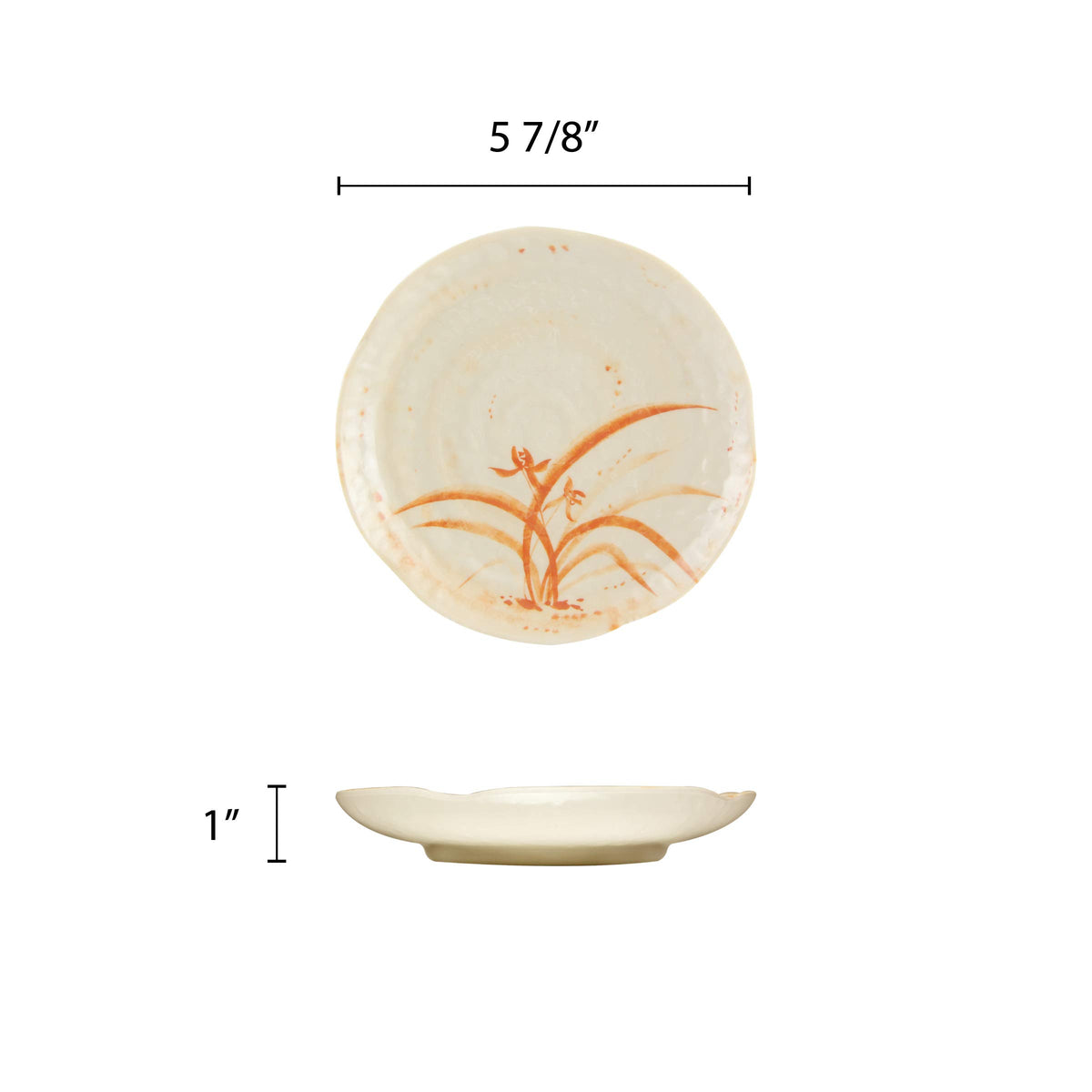 Gold orchid melamine dinnerware collection 6" lotus shape plate by Thunder Group – Large, Melamine, Beidge, Model 1806