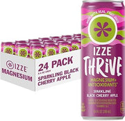 IZZE Thrive Black Cherry Apple with Magnesium, 24-pack, 8.4 fl oz cans | Made with Real Fruit Juice, Contains Antioxidants, Non-GMO, No Added Sugars, No Artificial Sweeteners