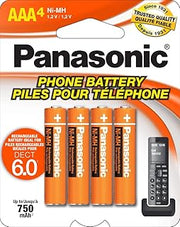 Panasonic Genuine HHR-4DPA/4B AAA NiMH Rechargeable Batteries for DECT Cordless Phones, 4 Pack
