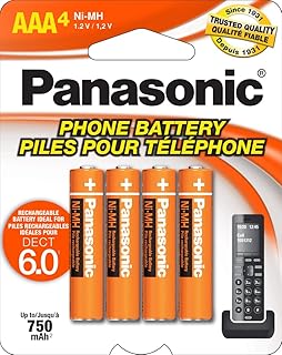 Panasonic Genuine HHR-4DPA/4B AAA NiMH Rechargeable Batteries for DECT Cordless Phones, 4 Pack