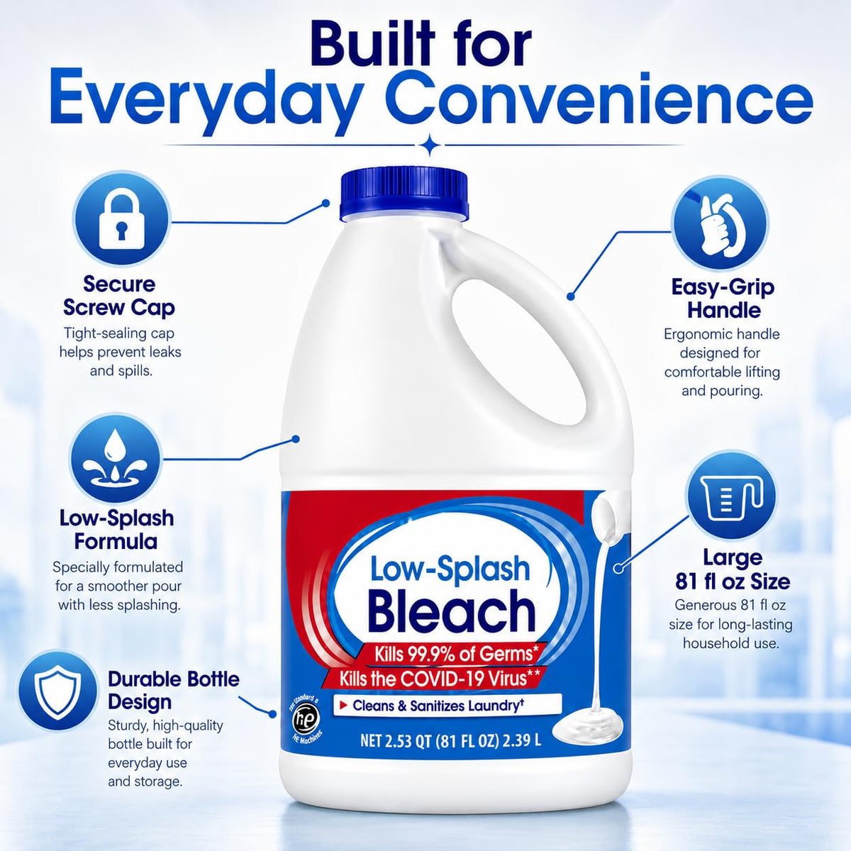 Low-Splash Bleach by Generic – 81 Fl Oz (Pack of 1)