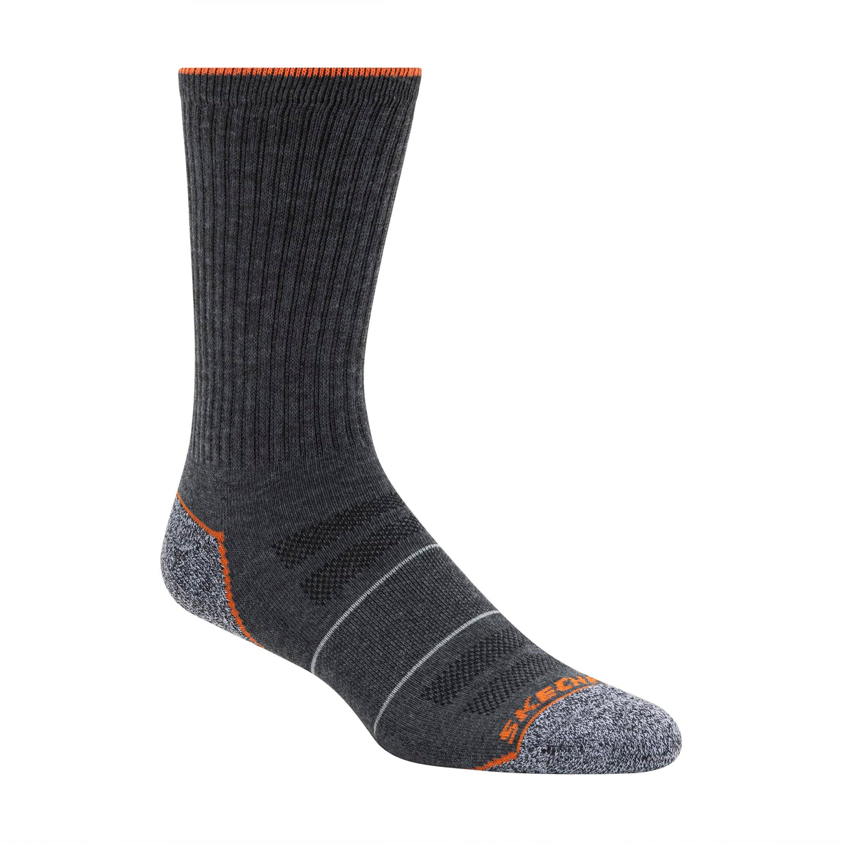 Men's 6 Pack Work Crew Socks by Skechers – Polyester, Charcoal, Model S601157