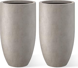 Kante Set of 2 Weathered Concrete Round Planters 24" Tall Home & Outdoor
