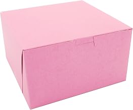 SOUTHERN CHAMPION TRAY 0821 Pink Paperboard Non-Window Lock-Corner Bakery Box, 7" Length x 7" Width x 4" Height (Case of 250)