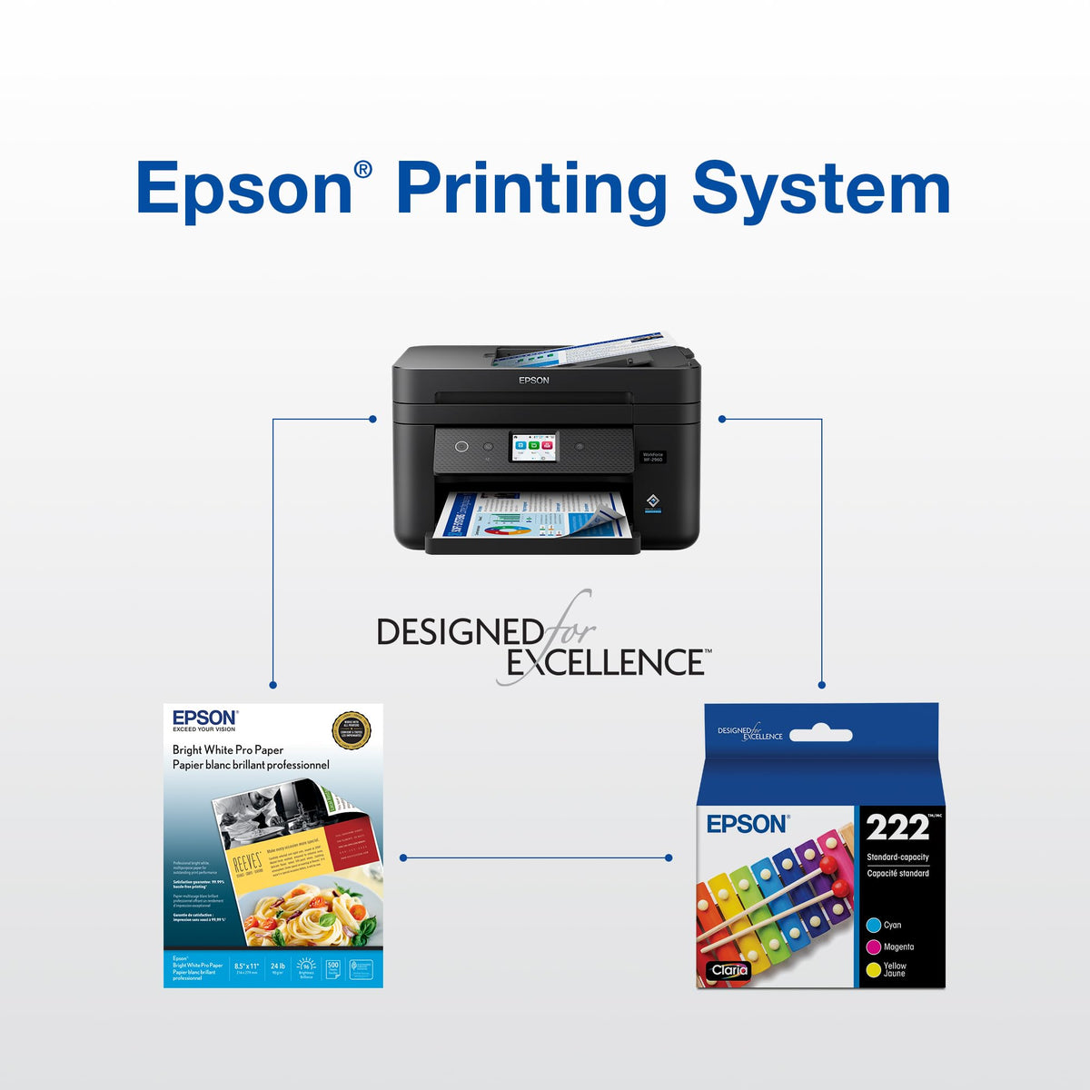 222 Genuine Ink Standard Capacity Cyan Cartridge T222220 (Pack of 2) by Epson – Standard Capacity (Pack of 2), Cyan, Pack of 2, Model T222220-S