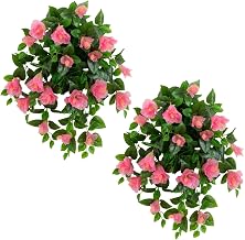 Nearly Natural 24in. UV Resistant Artificial Hibiscus Hanging Plant (Indoor/Outdoor) - Set of 2