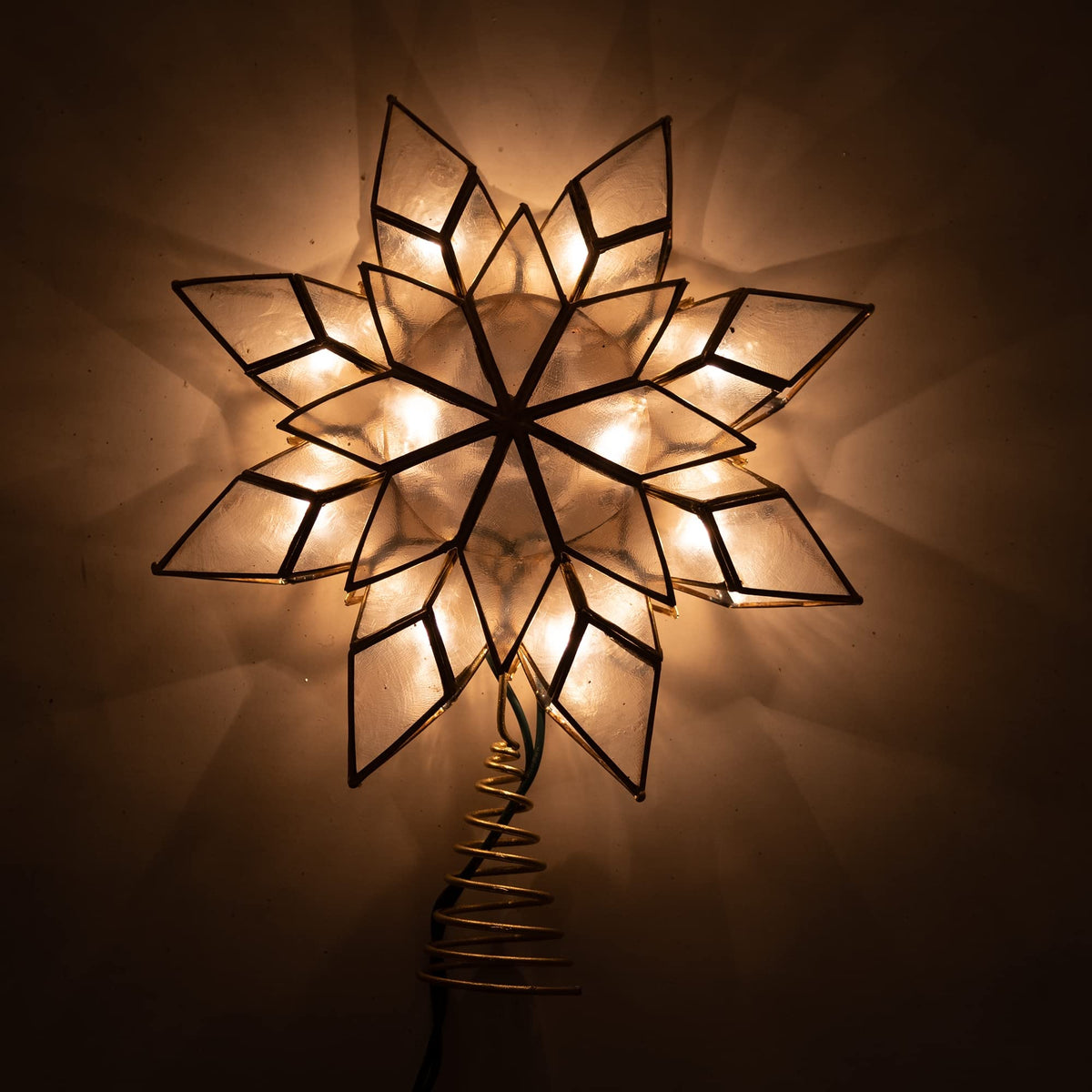 Kurt S. Adler Capiz Star Tree Topper, 10 Clear Lights, 9 Inch