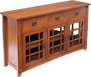 Starlight Canyon Home Solid Oak Sideboard with Craftsman Mission Style, Buffet Cabinet with Storage for Dining Room or Credenza, Michael's Cherry