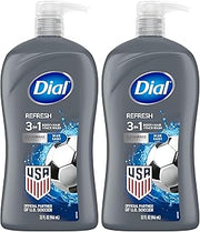 Dial Men 3in1 Body, Hair and Face Wash, Hydro Fresh, 32 fl oz (Pack of 2)