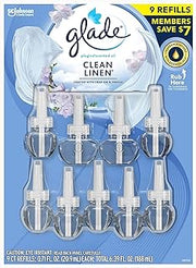 Glade PlugIns Scented Oil Refill, Essential Oil Infused Wall Plug in, 6.39 fl. oz, 9 ct. (Clean LIne)