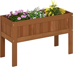 Furinno TIOMAN Planter Box, Outdoor Elevated Standing Planter Box, Raised Garden Bed with Legs, Outdoor, Indoor, Garden, Patio, Balcony, Natural