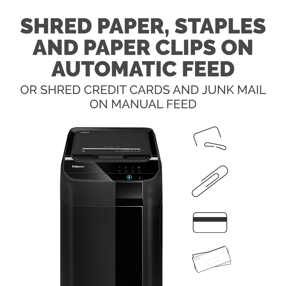 AutoMax 600M 2-in-1 Heavy Duty Auto Feed Commercial Paper Shredder with Micro-Cut by Fellowes – Micro-Cut, 83.0 liters, Black, Model 4657301