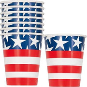 Unique Party Unique Disposable Paper Cups - 9 Oz, US Patriotic, 8 Pcs