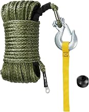 Synthetic Winch Rope, 3/16in x 50ft, Rated 4,400 Lbs with Winch Hook & Stopper