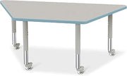 Jonti-Craft Berries 6443JCM131 Trapezoid Activity Tables - 30" X 60", Mobile - Freckled Gray/Coastal Blue/Gray