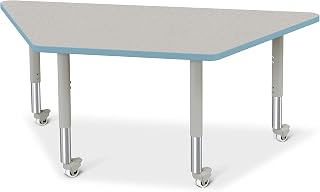 Jonti-Craft Berries 6443JCM131 Trapezoid Activity Tables - 30" X 60", Mobile - Freckled Gray/Coastal Blue/Gray