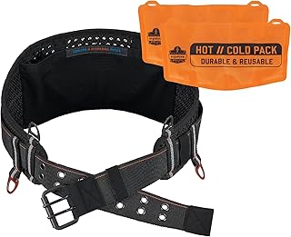 Ergodyne 5558 Padded Tool Belt with Tool Tethering Attachments, Extra Wide 7 inch Padding with Pocket for Hot/Cold Packs