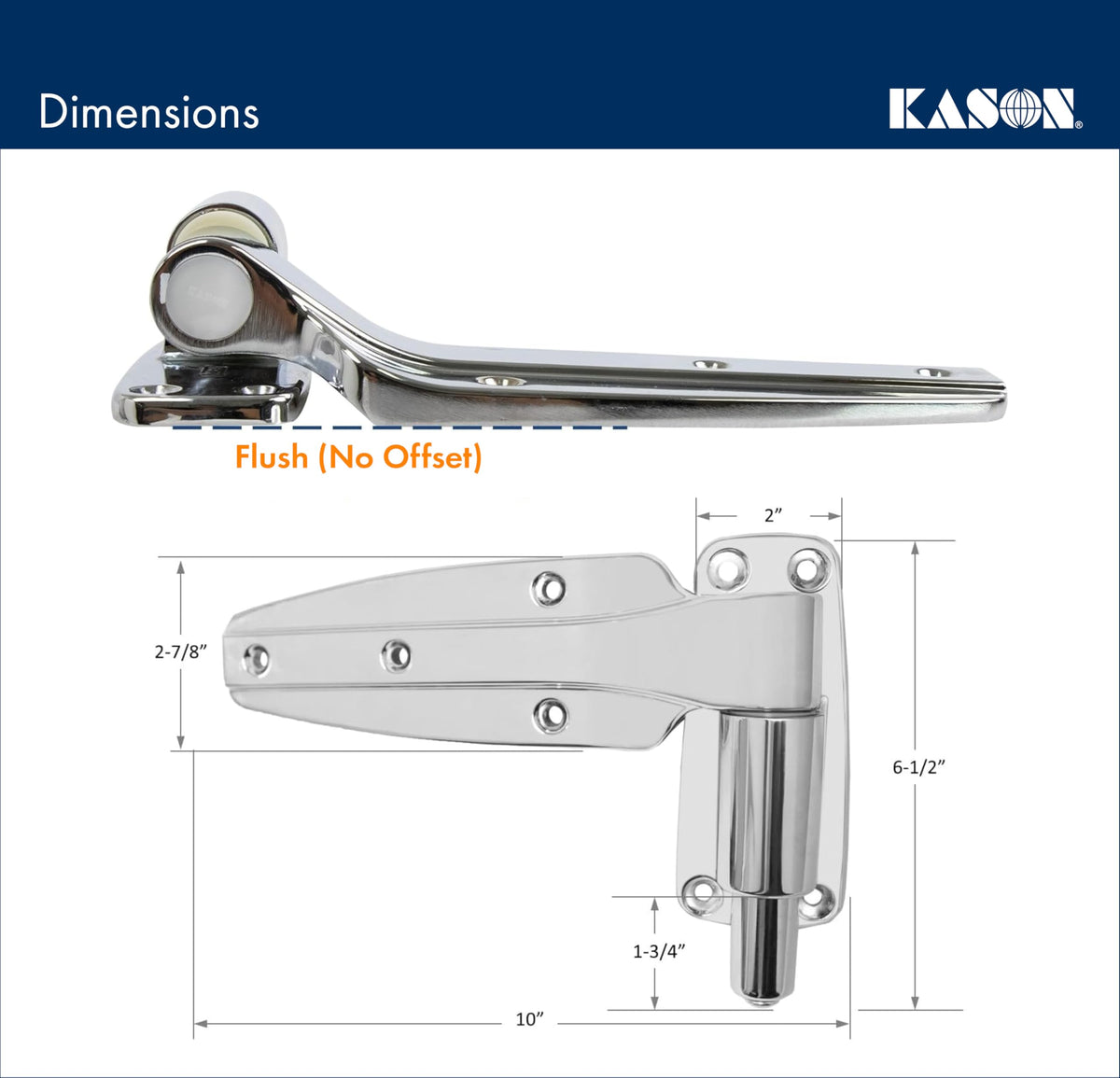 1248 Spring Assisted Hinge by Kason – Zinc, Chrome, Pack of 2, Model 11248000004