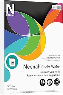 Neenah Printable Multi-Purpose Card Stock, 8-1/2" x 11", Bright White, Pack Of 100 Sheets