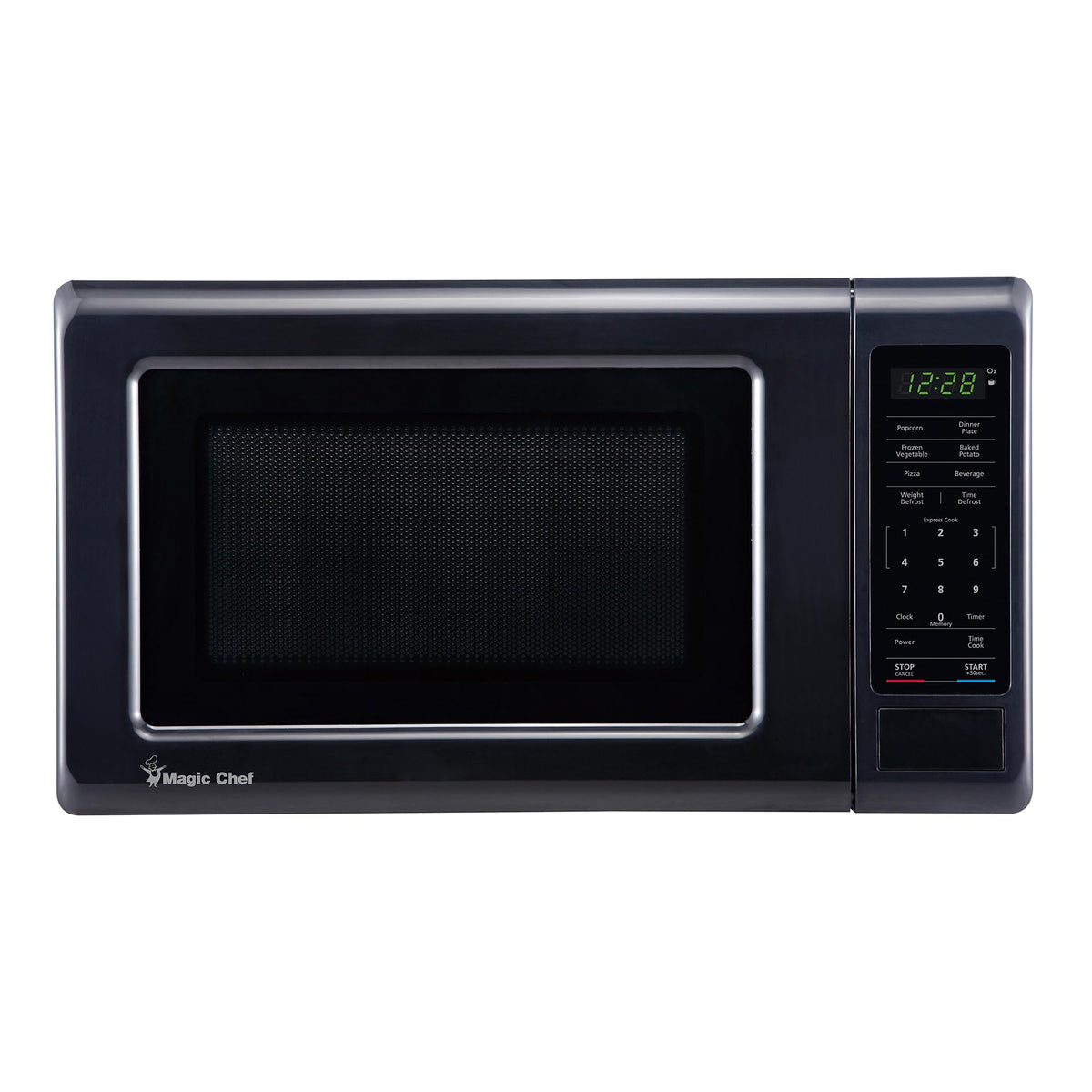 0.7 cu. ft. Countertop Microwave in Black - 700W (10.1"H x 17"W x 12.5"D) by Magic Chef – 0.7 cu. ft., 0.7 cubic_feet, Steel, Black, Model MC77MB