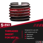 E-Z LOK Pack of 5 / 5 / 1/4-20 Internal Threads, 7/16-14 External Threads, 1.000 Length Thread Locking Inserts