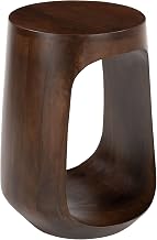 Okno Side Table Walnut, Walnut End Table, Modern Style, Mango Wood Round Shape Tabletop, Mango Wood, Indoor Living, 13" W x 12.2" D x 17.7" H