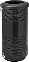 Global Industrial Indoor/Outdoor Perforated Steel Round Trash Can with Flat | Open Lid, 20 Gallon Capacity, Plastic Removable Liner, 15-1/2" Diameter x 34-1/4"H, Black