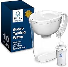 Brita Large Water Filter Pitcher for Tap and Drinking Water with SmartLight Change Indicator, Includes 1 Standard Filter, BPA-Free, Lasts 2 Months, 10-Cup Capacity, Bright White