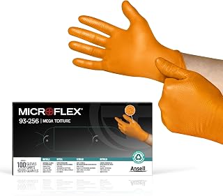 Ansell Microflex 93-256 Mega Texture Grip Extra Durable Nitrile Disposable Gloves