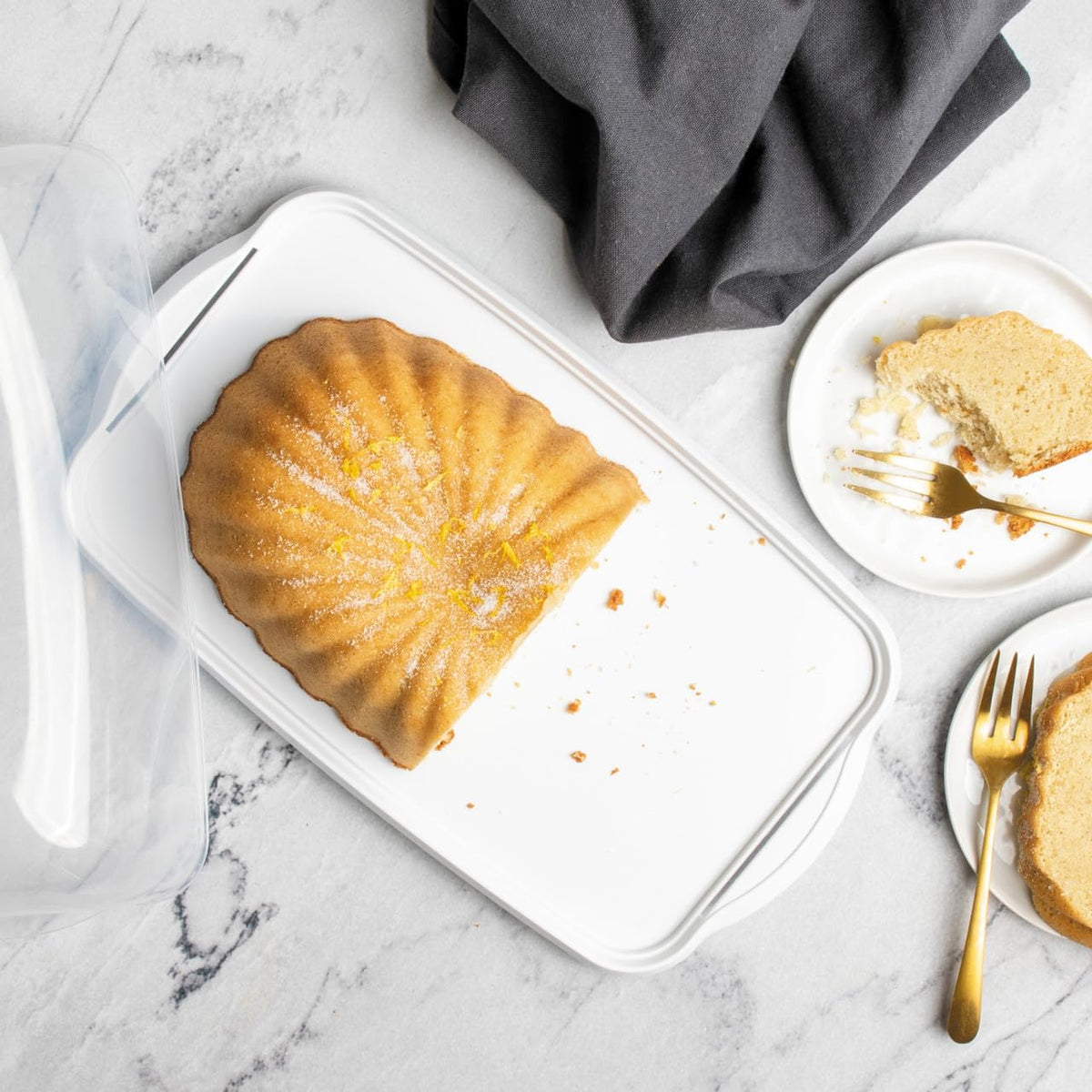Formed Fluted Loaf with Keeper Set by Nordic Ware – 6-Cup, 6.0 cups, Aluminum, Twilight Blue Pan, Model 50056