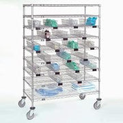 Nexel Chrome Catheter Cart with Baskets, 5" Swivel Casters, 48"W x 24"L x 68"H