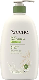 Aveeno Daily Moisturizing Body Wash with Soothing Oat, Creamy Shower Gel, Soap-Free and Dye-Free, Light Fragrance, 33 fl. oz (Pack of 6)