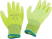 Global Industrial Flat Polyurethane Coated Gloves, X-Large, Hi-Viz Lime, Lot of 12