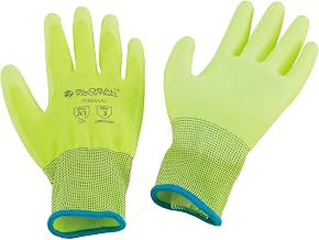 Global Industrial Flat Polyurethane Coated Gloves, X-Large, Hi-Viz Lime, Lot of 12