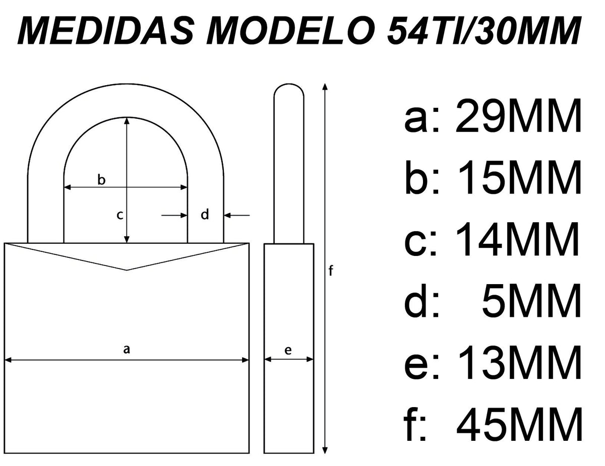 58595 Padlock 30 mm Silver by ABUS – 30 mm, Aluminum, Aluminium, Model 54TI/30
