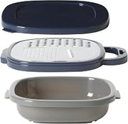 Oster Bluemarine Flat Grater Set – Stainless Steel Food Grater with Storage Container and Lid, Compact Kitchen Tool for Cheese, Veggies, Carrots