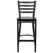 Flash Furniture Walnut Wood Seat/Black Metal Frame / Set of 1 / Traditional Barstools