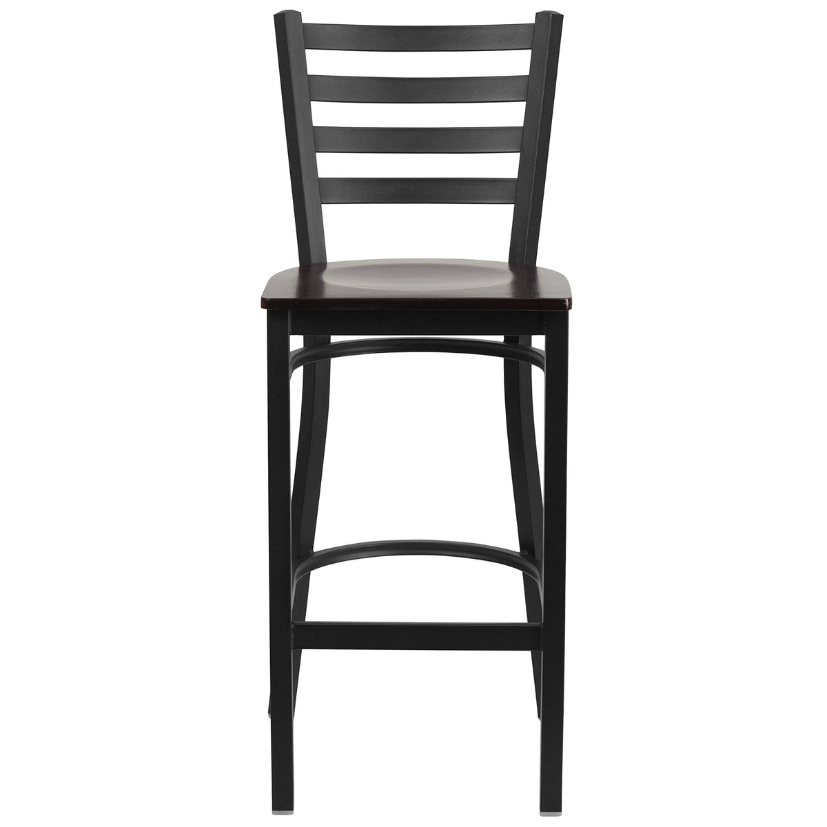 Flash Furniture Walnut Wood Seat/Black Metal Frame / Set of 1 / Traditional Barstools