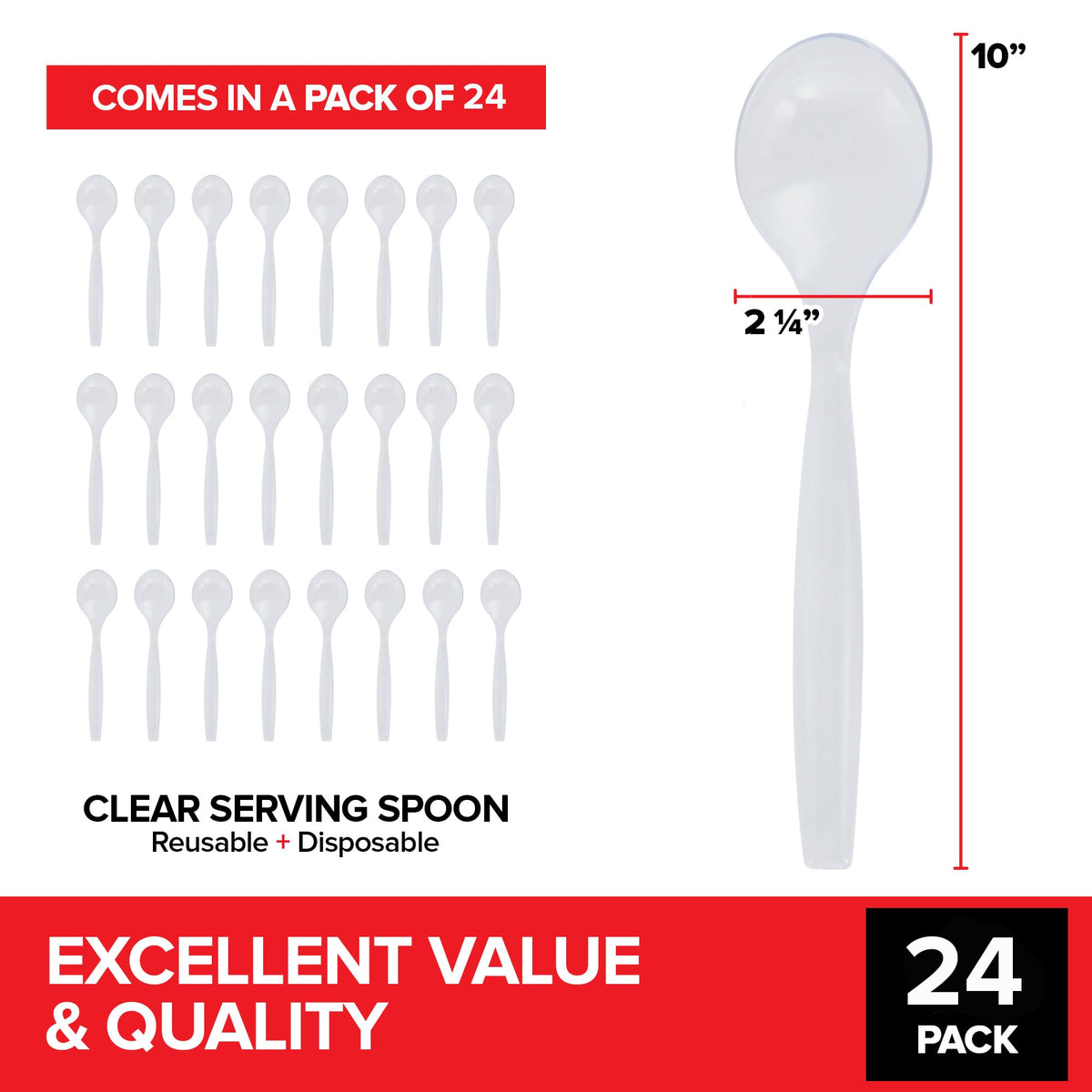 Stock Your Home Clear / 24 count / 24 Serving Spoons