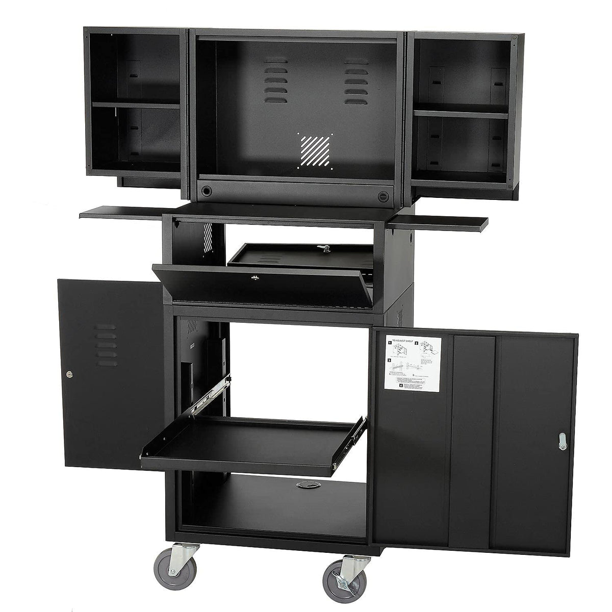 Fold Out Computer Security Cabinet by Global Industrial – 24-1/2"W x 22-1/2"D x 61-1/2"H, Alloy Steel, Black, Model 695429BK