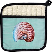 Betsy Drake PT118C Nautilus Shell Teal Pot Holder