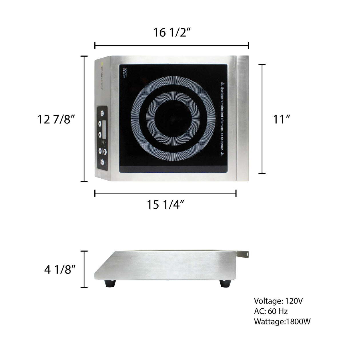 commercial electric induction cooker by Thunder Group – Stainless steel, Silver black, Model SEJ45000C