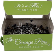 Reliant Ribbon Floral Accessories, Boutonniere Pins Round Head Box Matte Black, 1-1/2 Inch, 144 Pieces