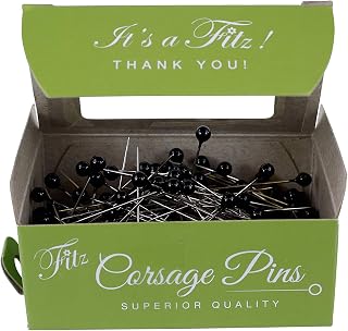 Reliant Ribbon Floral Accessories, Boutonniere Pins Round Head Box Matte Black, 1-1/2 Inch, 144 Pieces