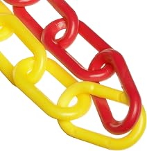 Mr. Chain Plastic Barrier Chain, Yellow/Red, 100 ft Length (51037-100) | UV-resistant HDPE plastic, heavy duty crowd control barrier, industrial and construction sites, 300-lb tensile, made in USA