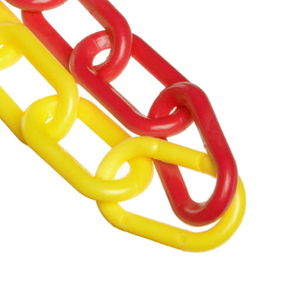 Plastic Barrier Chain by Mr. Chain – 2" Size, 100' Length, Plastic, Yellow/Red, Model 51037-100